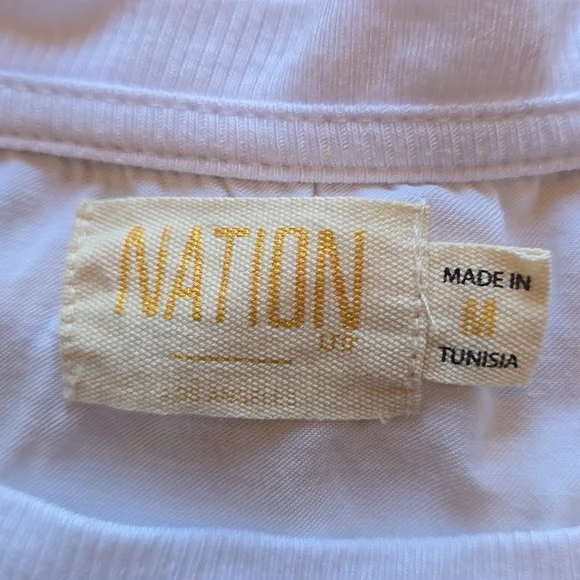 Nation LTD, White Short Sleeve Satiny T-Shirt, EUC, Women's M - Picture 4 of 13